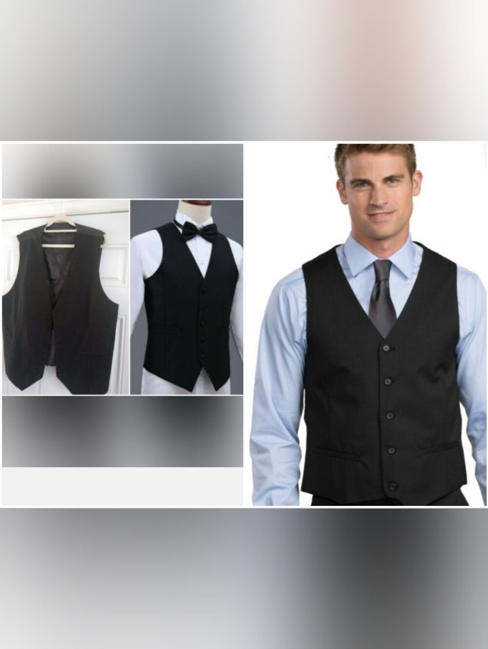 Formal Blk Suit Vest Waistcoat Vneck Cut XL